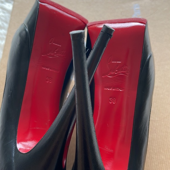 Christian Louboutin Lady Peeps 150mm Size 38 Black Kid Leather - Picture 5 of 5